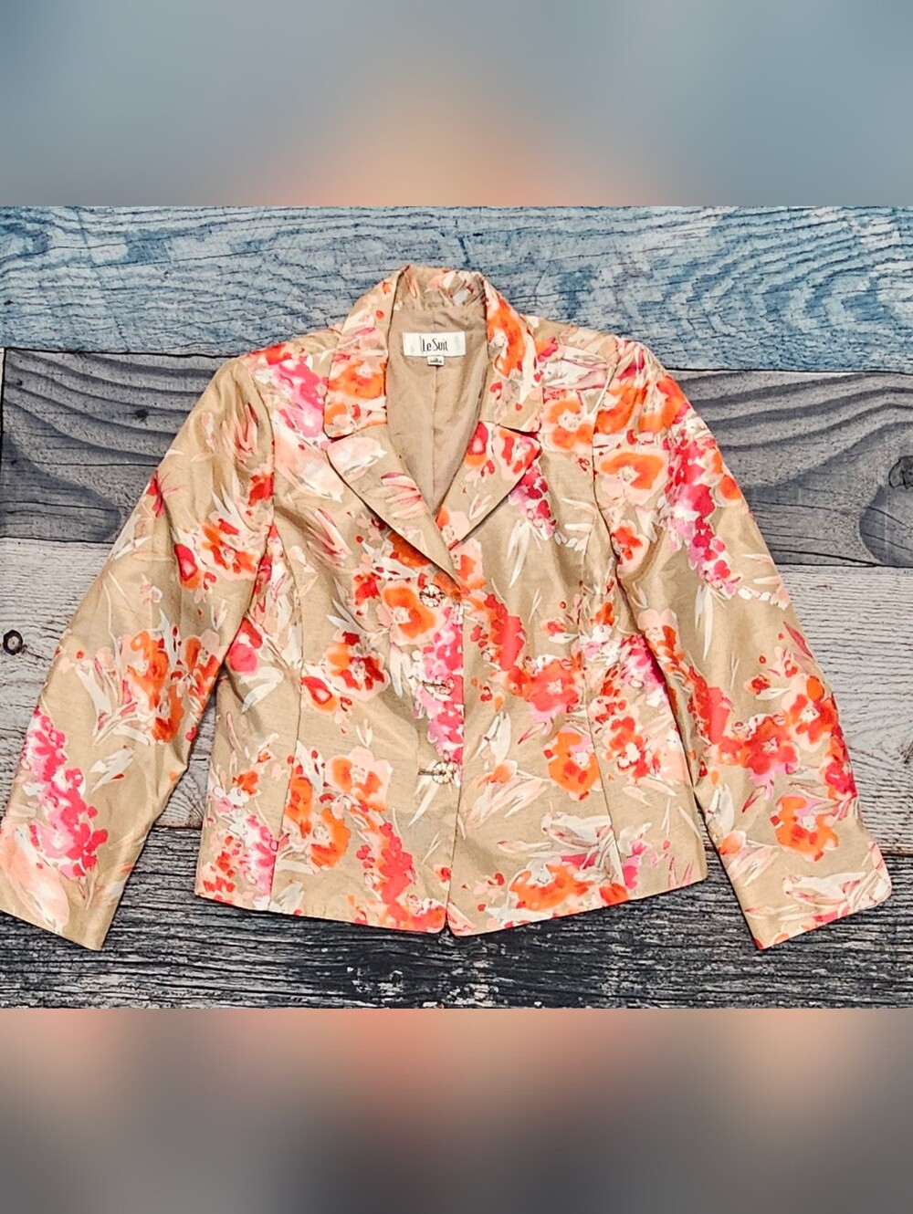 Le Suit 2 Piece Skirt Set Women's Size 12 Floral Print Academia Business - Picture 2 of 10